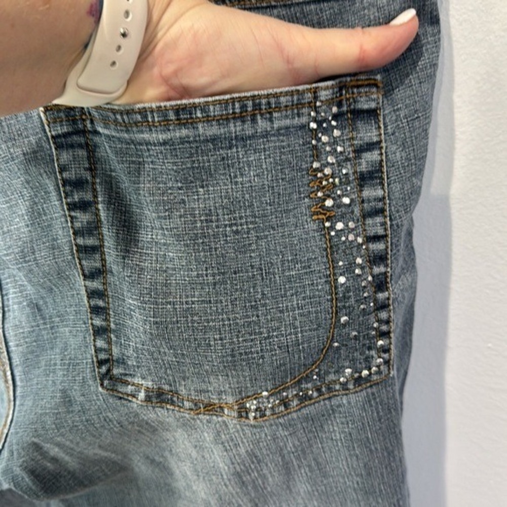 Apollo Jeans Denim Capri Rhinestone Embellished Cuffed Hem Plus Size 17/18‎ - Picture 5 of 8